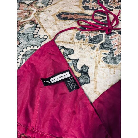 Vintage Hand Beaded y2k Open Back Tie Top Crop Pink Floral Halter Tank Medium - Picture 7 of 16